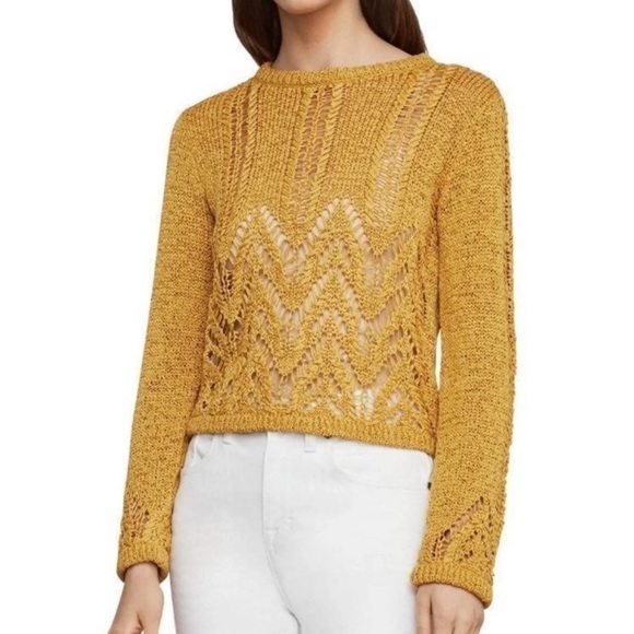 NEW BCBGMAXAZRIA Crochet Golden Sweater Size Small - Picture 1 of 11